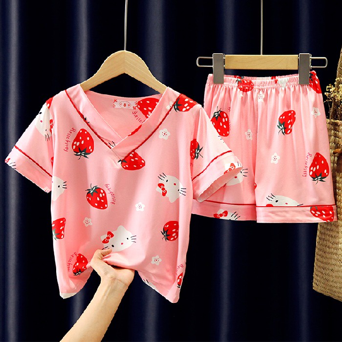 Bộ Đồ Ngủ Tay Ngắn Chất Liệu Cotton Dễ Thương Cho Bé