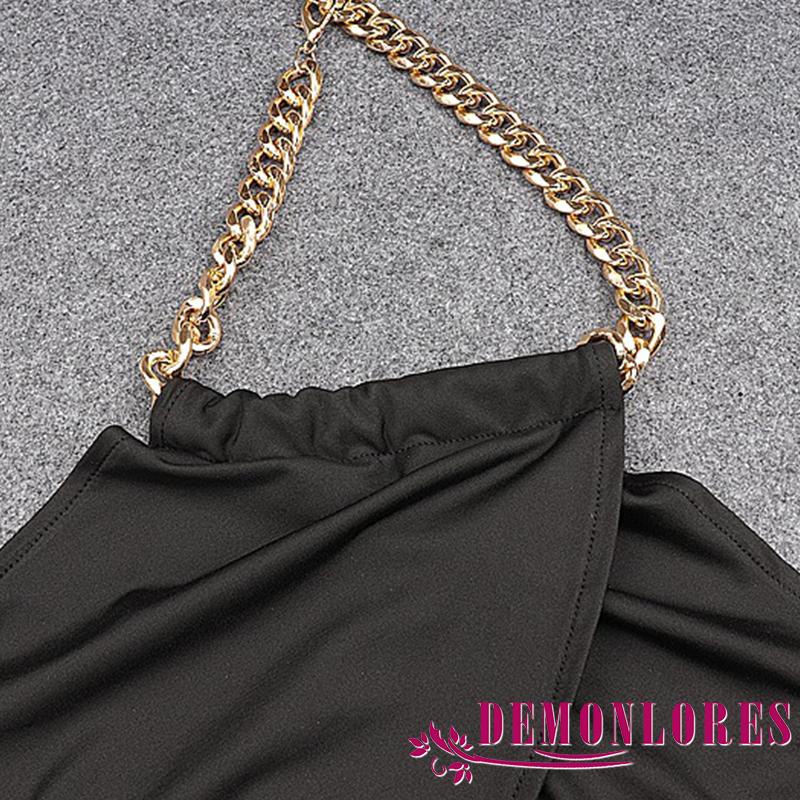 Áo Croptop Sát Nách Hở Lưng Phối Dây Xích Kim Loại Thời Trang Mùa Hè Cho Nữ