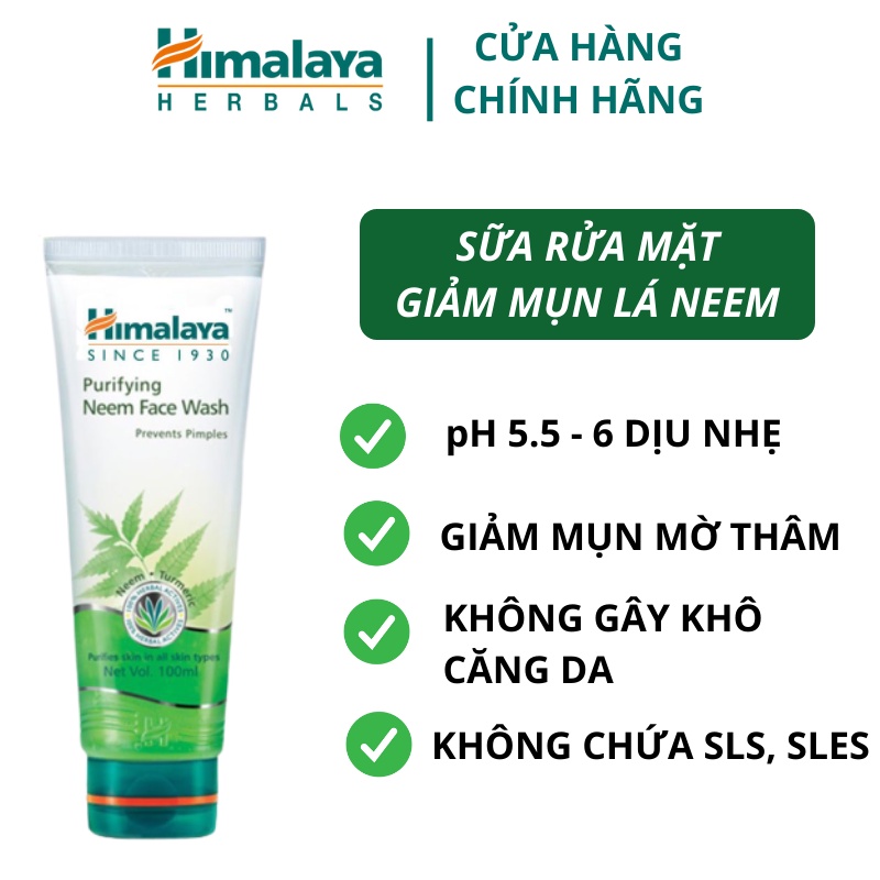 Sữa rửa mặt giảm mụn mờ thâm và sạch dầu thừa Himalaya Purifying Neem Face Wash 100ml