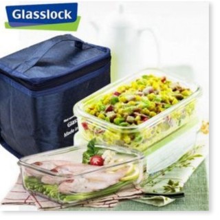 ( Made in KOREA ) Bộ 2 hộp đựng thủy tinh GLASSLOCK 400ml + Túi giữ nhiệt Lunch set 2