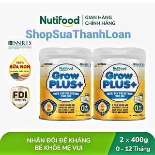 HSD T11-2024 Combo 2 Lon Sữa Bột Vàng Nutifood GrowPLUS 0+ 400g Sữa Non.