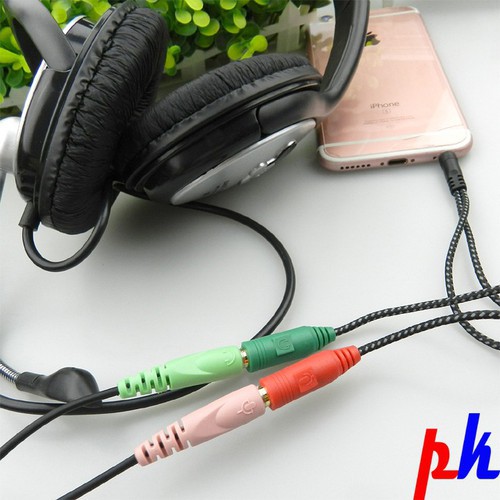 Jack gộp audio và mic bọc dù chống đứt gãy - jack gộp tai nghe - JGBD35