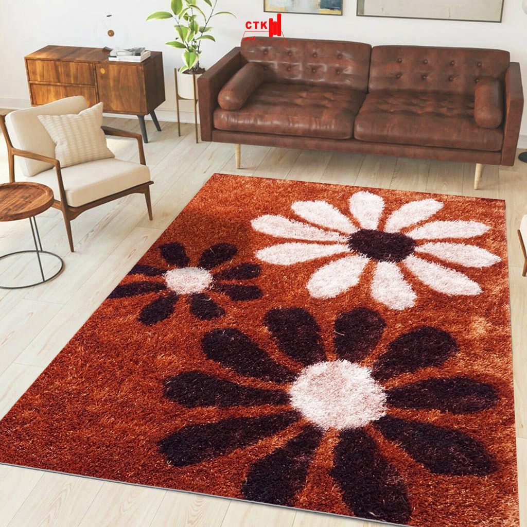 Thảm trải sàn phòng khách, thảm lông hoa văn trang trí phòng ngủ cao cấp 160x 120cm