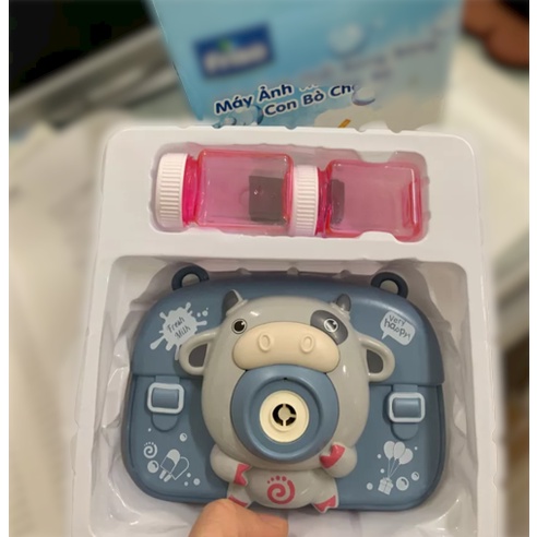 Máy ảnh thổi bong bóng xà phòng có nhạc hình con bò hàng khuyến mãi friso