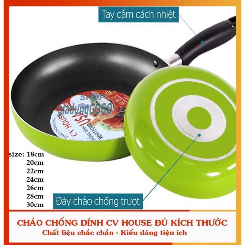 Chảo chống dính hợp kim nhôm CV HOUSE - đủ cỡ 18cm đến 30cm