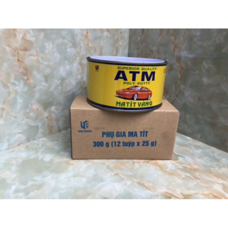 Bột bả ma tít vàng ATM nhập khẩu Thái Lan hộp 1kg kèm phụ gia (Chính hãng) - Bột bả sắt ô tô, kim loại