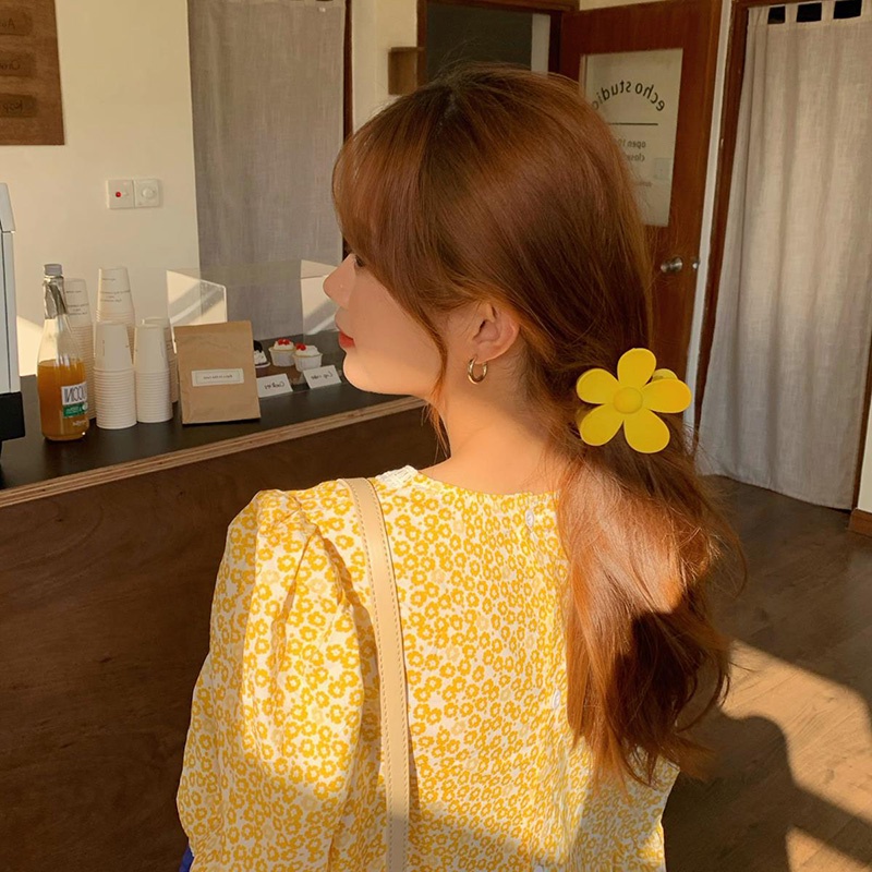 Kẹp Tóc Hình Hoa Màu Trơn Thời Trang Hàn Quốc Cho Nữ
