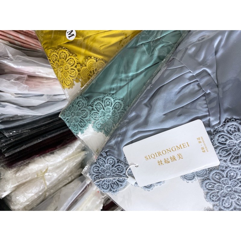 [Dưới 55kg][ LL 413-1] váy ngủ lụa satin phối hoa thiêu sexy - đầm ngủ cao cấp ( mẫu này có đầm thôi nhé)