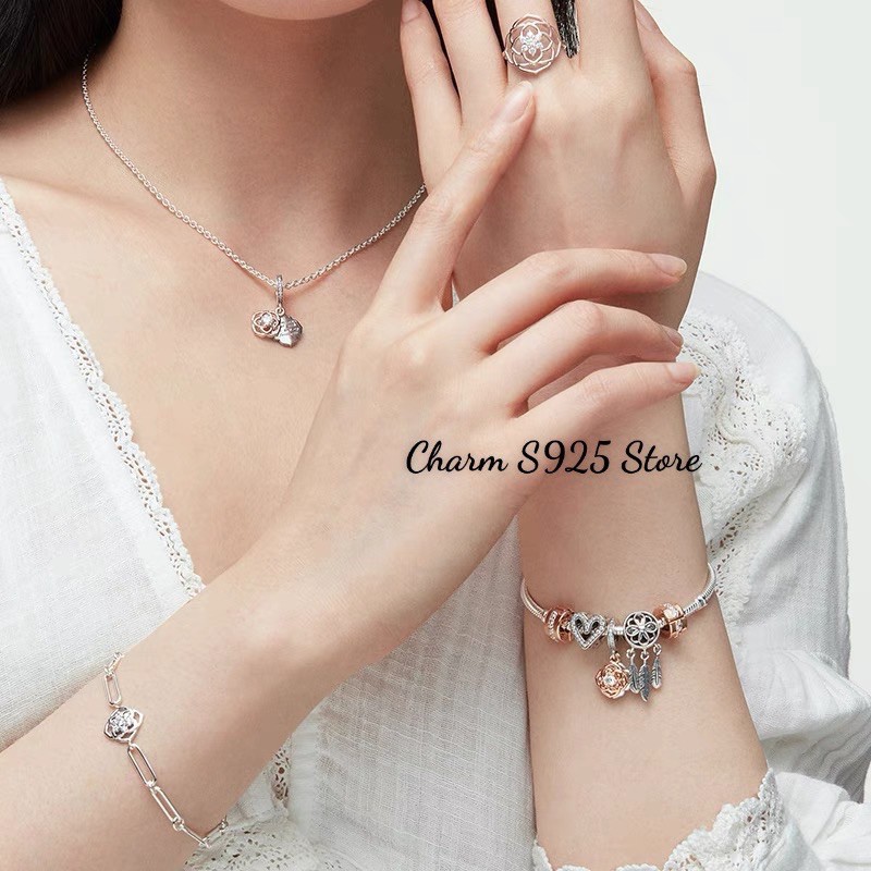 combo bộ vòng tay charm pan Ale vòng mềm mix 5 hạt charm mẫu mới bạc s925 cao cấp