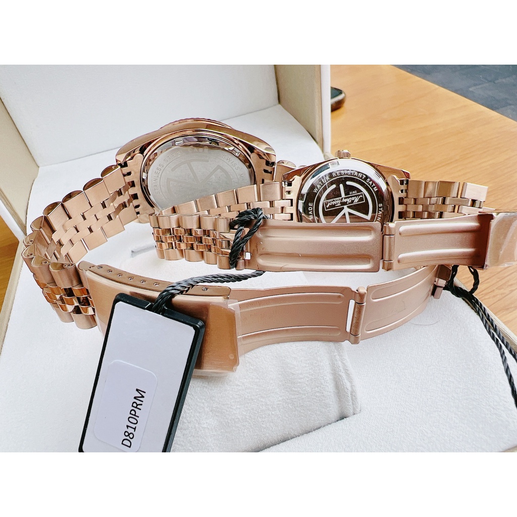 Đồng hồ đôi nam nữ Mathey Tissot Dial Brown Rose Gold