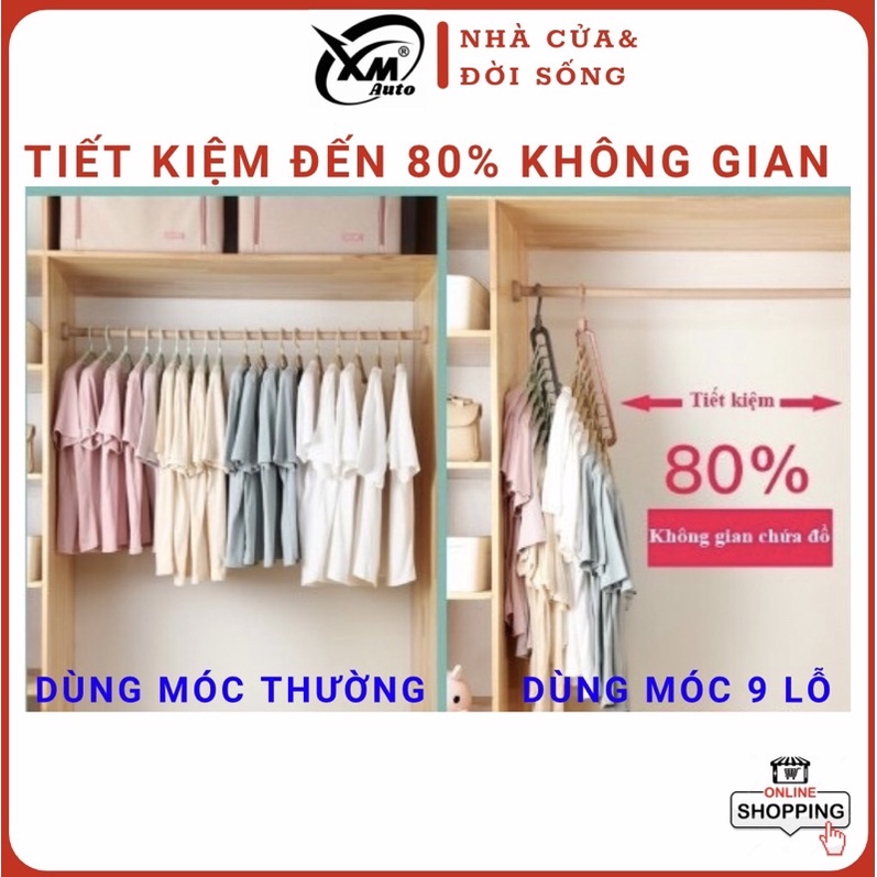 Móc Treo Đồ 9 Lỗ Đa Năng - Móc treo quần áo đa năng trong tủ - XMAUTO