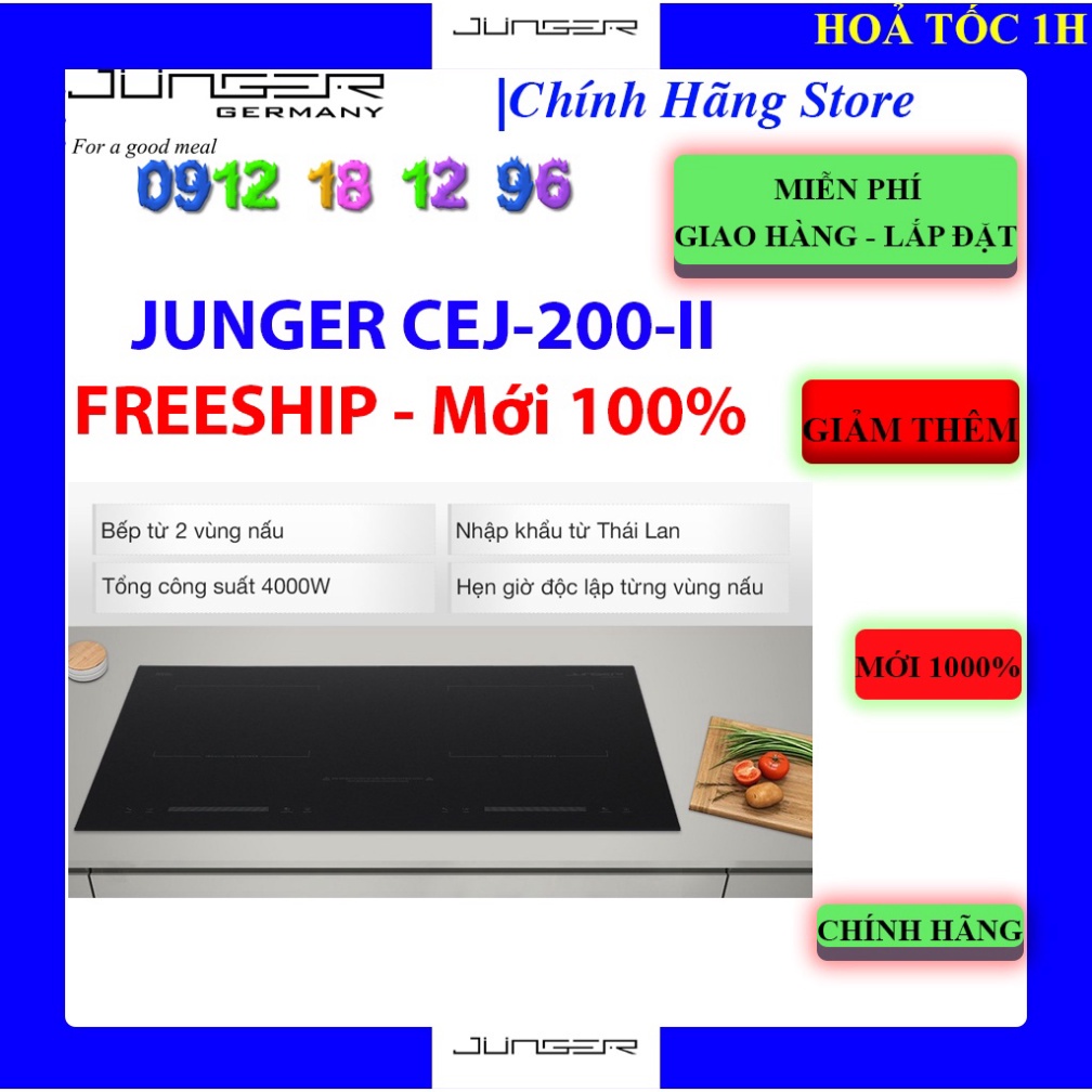 Bếp từ đôi Junger CEJ-200-II - Hàng chính hãng tặng máy hút mùi kính cong