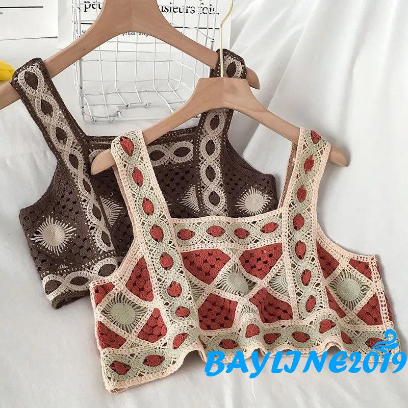 Áo Lửng Không Tay Cổ Vuông Phong Cách Bohemian Quyến Rũ Dành Cho Nữ