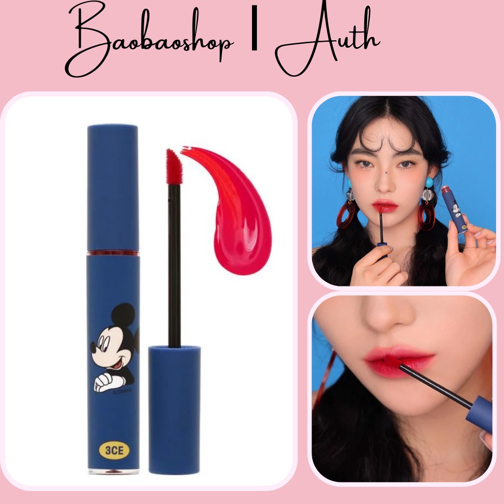 Son tint 3CE Mickey phiên bản giới hạn đỏ lanh và cam san hô vẻ đẹp tươi tắn cho mọi đôi môi