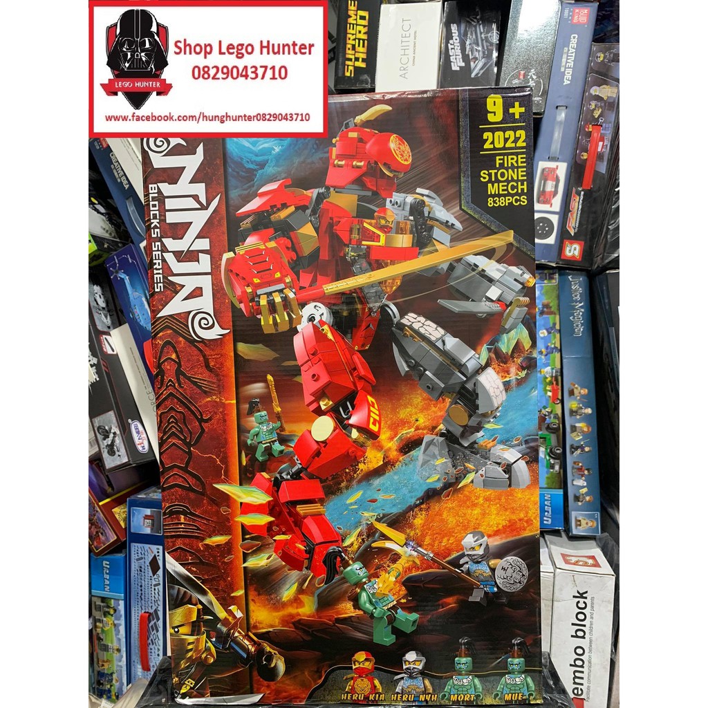 Ninjago 2022 Fire stone Mech Bộ đồ chơi lắp ráp Người máy nham thạch 838 chi tiết