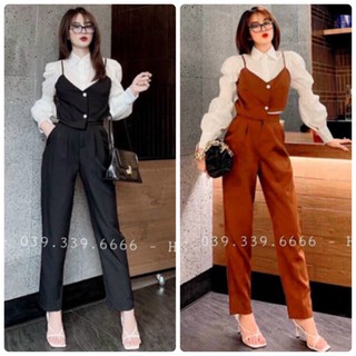 Set áo sơmi gile kèm quần suông