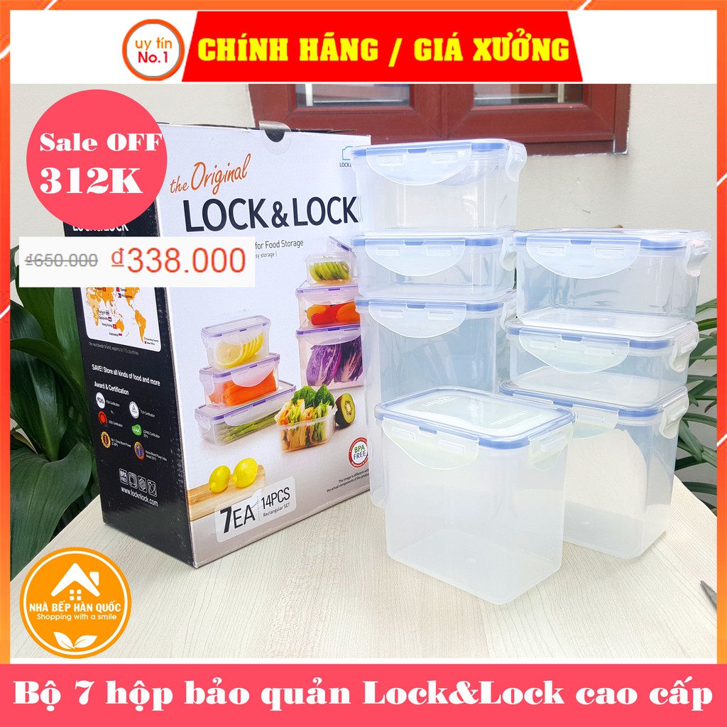 Bộ hộp nhựa bảo quản thực phẩm, hộp đựng thức ăn Lock and Lock HPL809BS