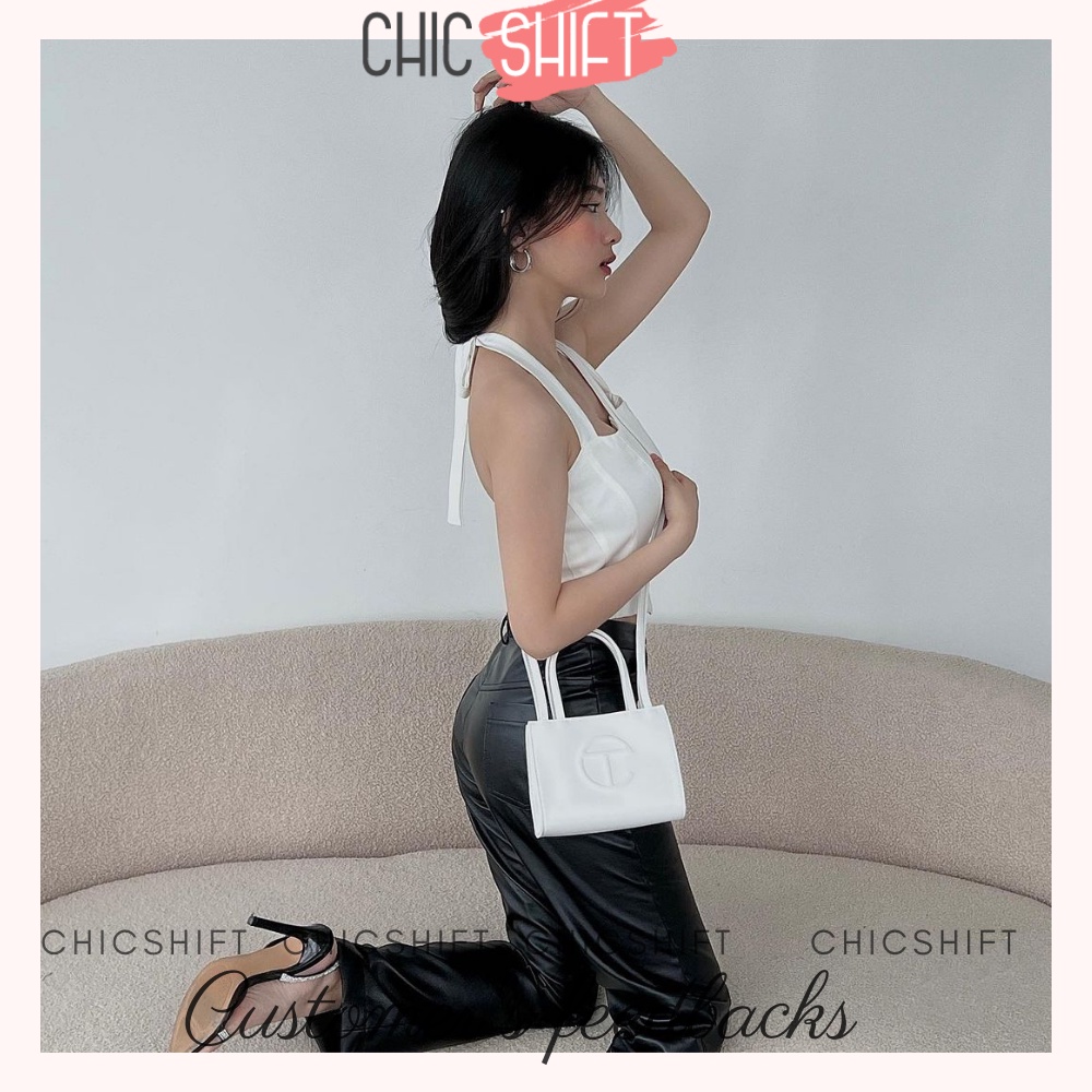 Áo croptop cổ yếm dáng corset dây dài thắt nơ quyến rũ hot trend