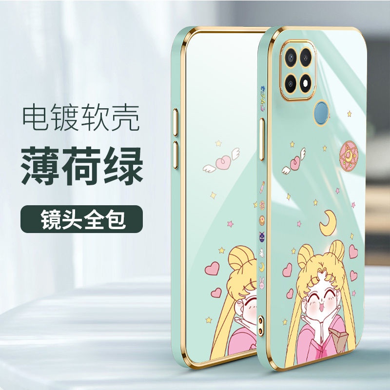 Sailor moon Ốp Điện Thoại Silicon Mạ Viền Hình Nhân Vật Thủy Thủ Mặt Trăng Cho Oppo Realme C15 C12 C25 C25S Realme C11 Realme 7i C17