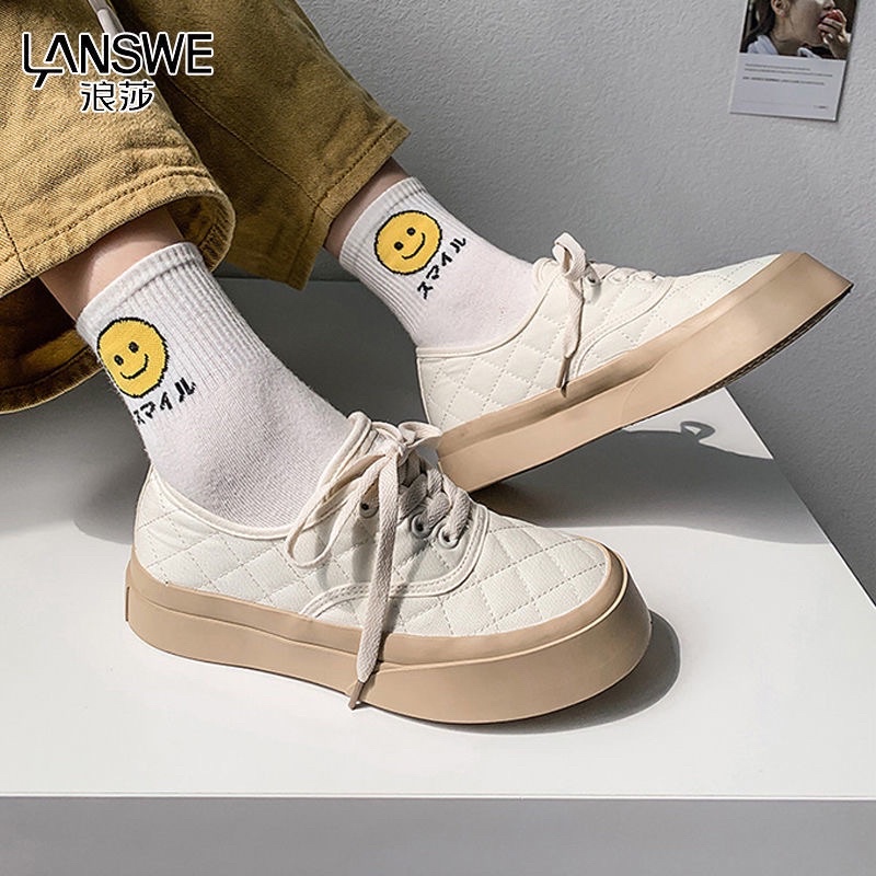 Giày taobao phong cách vintage buộc dây đế độn cá tính