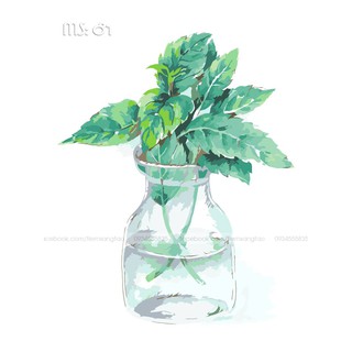 Tranh sơn dầu số hóa Lá Bạc Hà 81 (Có khung)