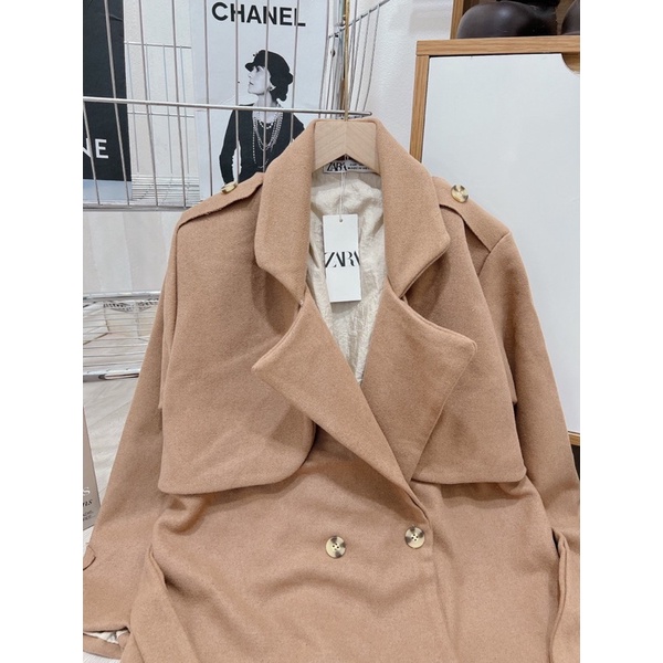 ÁO DẠ KEM MANGTO DÁNG DÀI CỘT EO