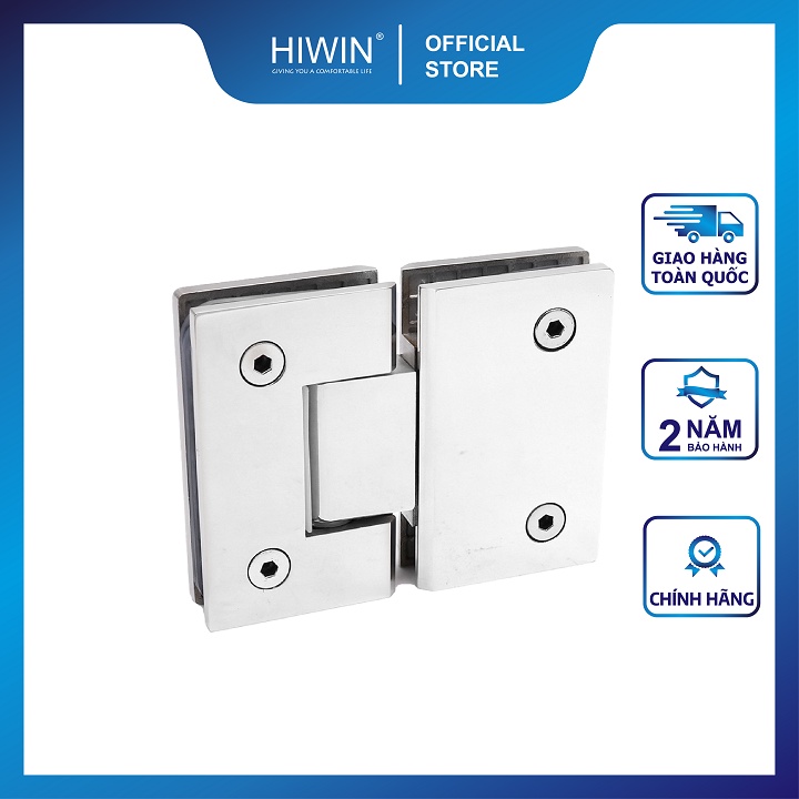 Bản lề phòng tắm kính 180 độ cạnh thẳng chất liệu inox 304 mặt gương HIWIN HG-012