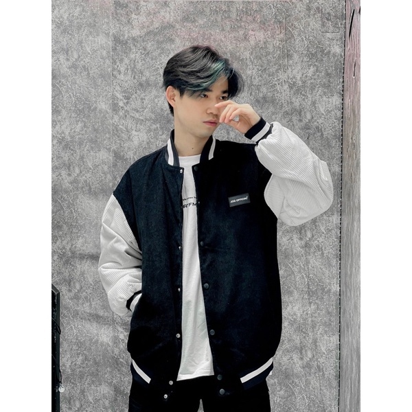 Áo Khoác Varsity Jacket JOG Basic Unisex Nam Nữ Form Rộng Chất Nhung Tăm 3 Lớp