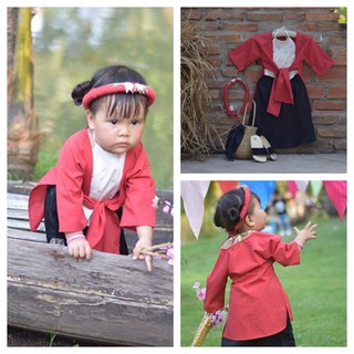 Bộ tứ thân - Yếm đào Bé gái (Tặng kèm Mấn hoa)