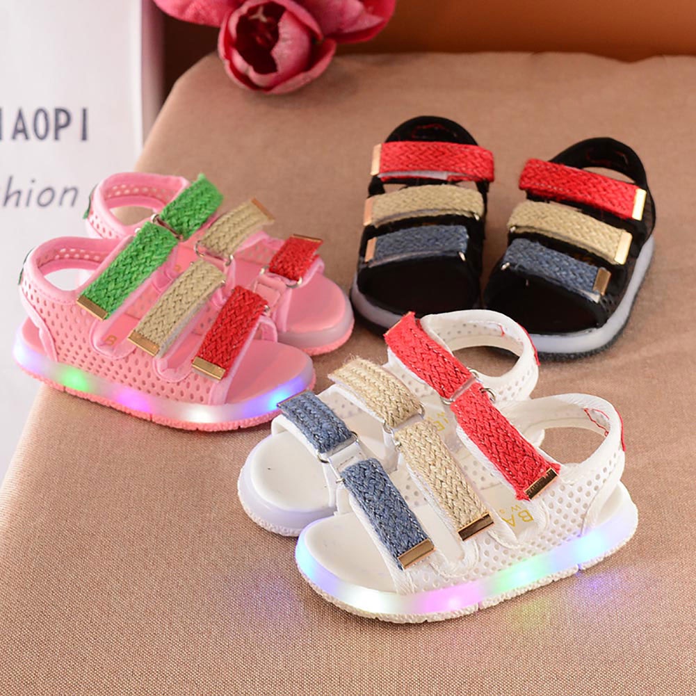<twicebuy> Summer Beach Fashion Kid Boy Girl Luminous LED Light Up Shoes Hollow Out Sandals