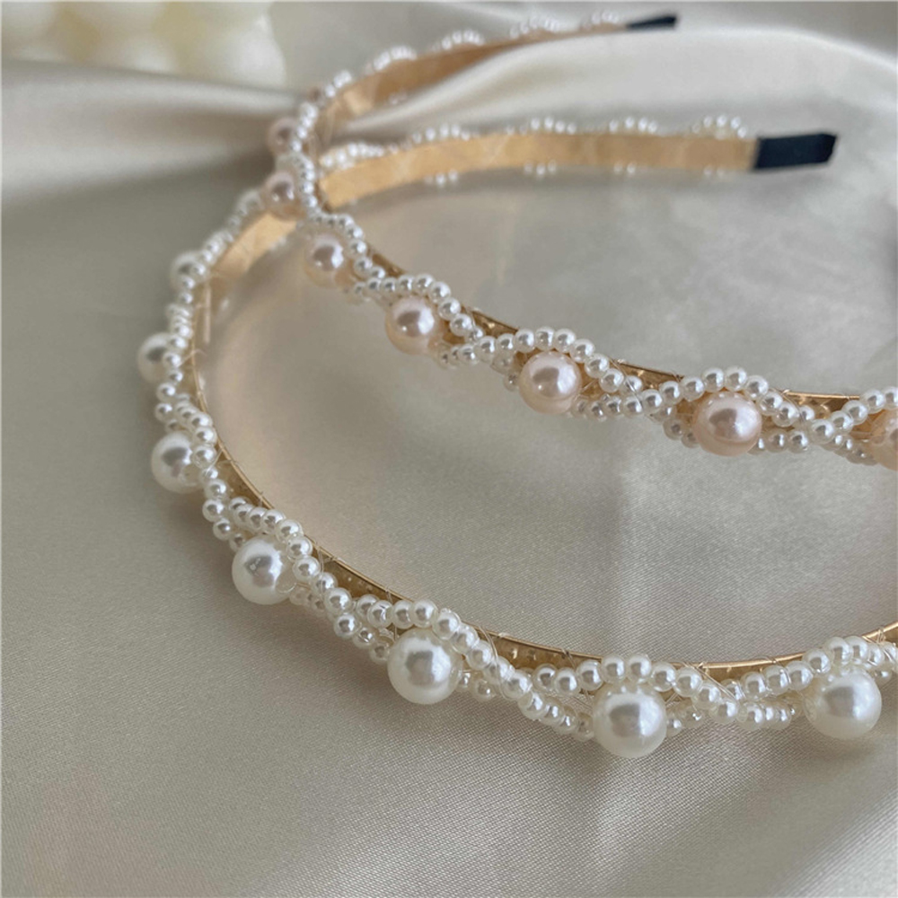 Băng Đô Cài Tóc Chống Trượt Đính Ngọc Trai Thời Trang Cho Nữ