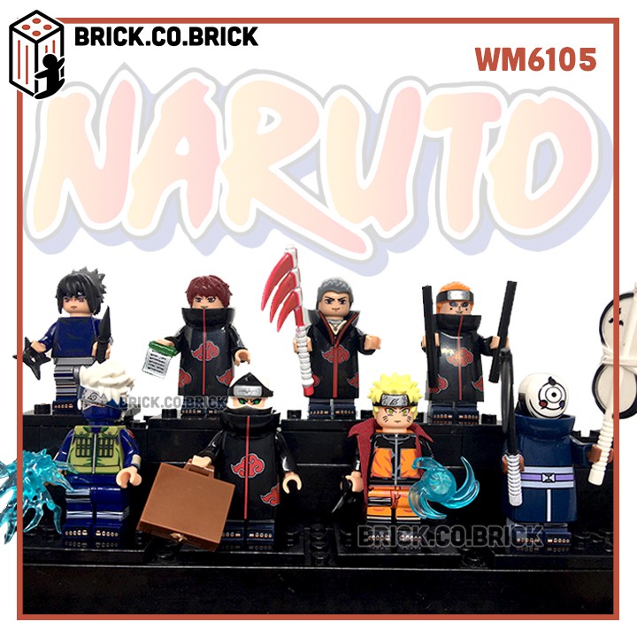 NARUTO - Combo 16 nhân vật Obito, Sasuke, Kakashi, Sasori, Kakuzu, Madara,Deidara Đồ chơi lắp ráp non lego WM6105