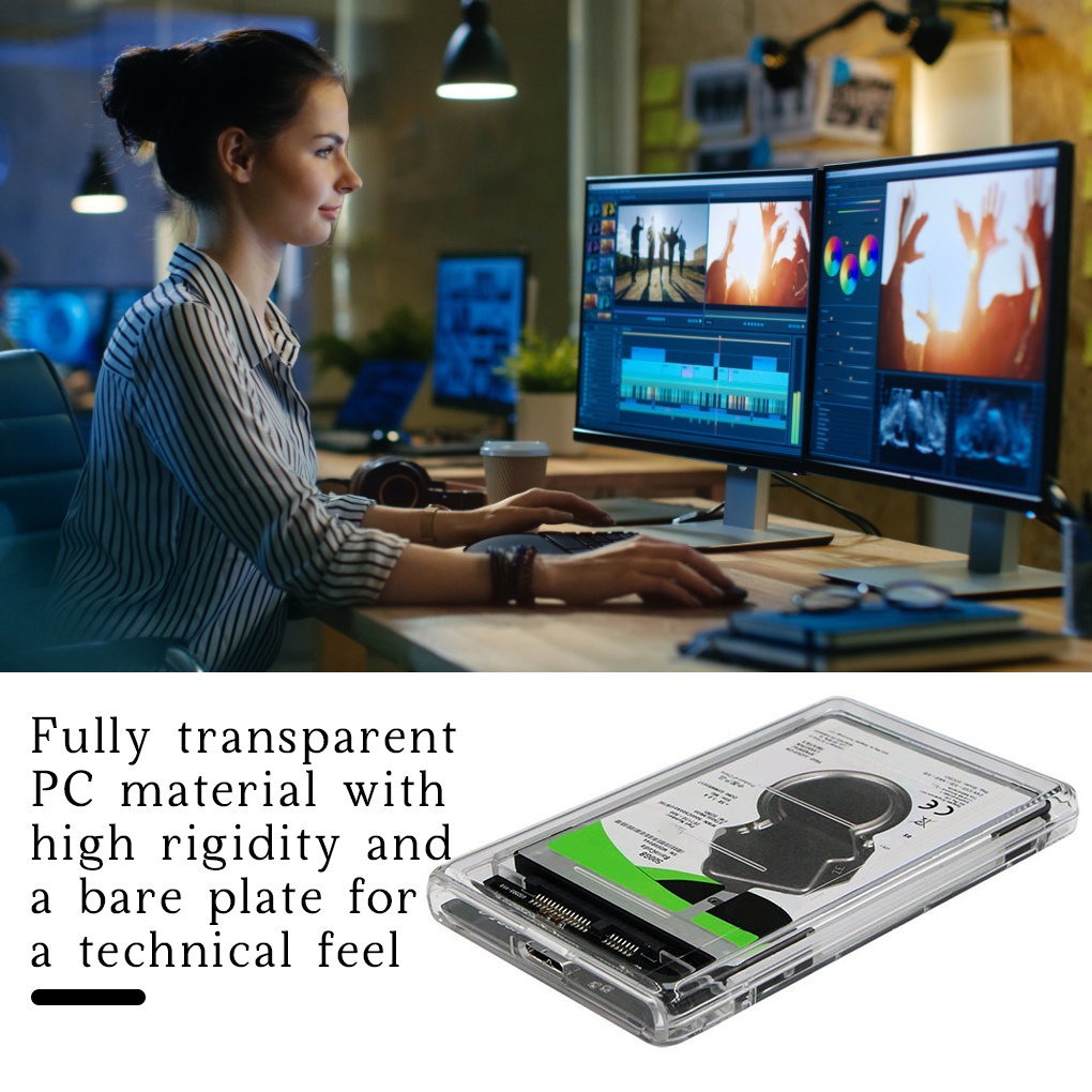 Hộp đựng ổ đĩa cứng SSD HDD tốc độ cao type-C 2 5-inch trong suốt