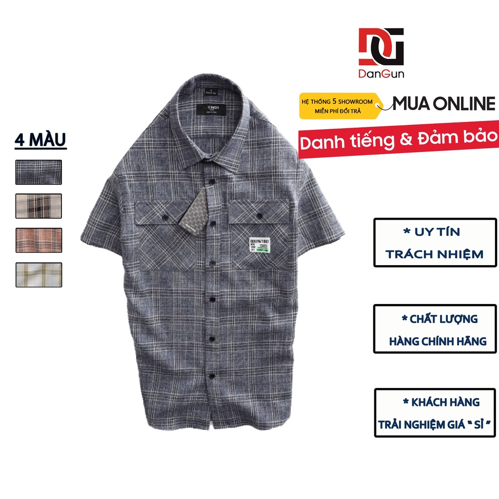 ÁO SƠMI KẺ CARO, ÁO TAY NGẮN KẺ HAI TÚI , CHẤT LIỆU SỢI COTTON DỆT KARO VUÔNG FOM BODY ĐẸP MÃ SMCR 01