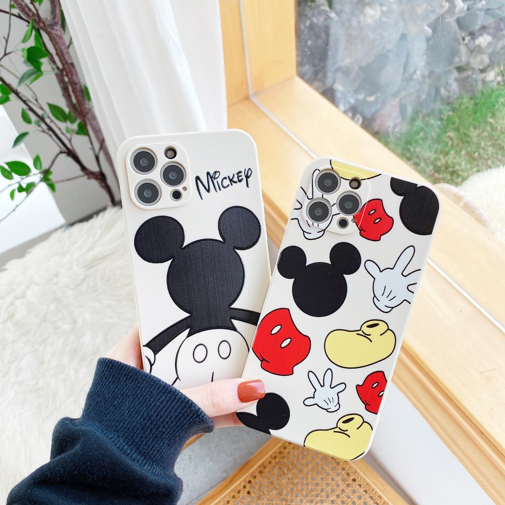 iPhone 12 Mini 11 Pro Max  XS Max XR 7 8 6 6S Plus Full Cover Lens Protector Case Mickey and Minnie Case for iPhone12 Shockproof Case
