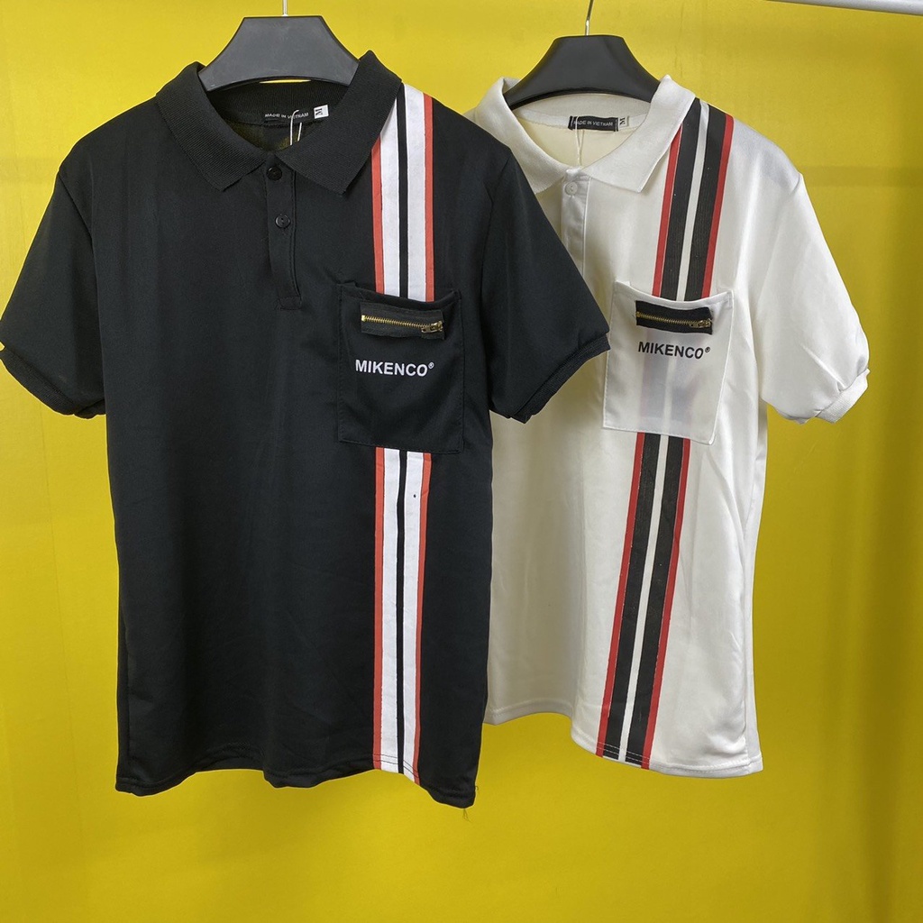 Áo Mikenco ngắn tay cổ bẻ, áo polo nam nữ phối sọc thời trang trẻ trung - PANDO AP50
