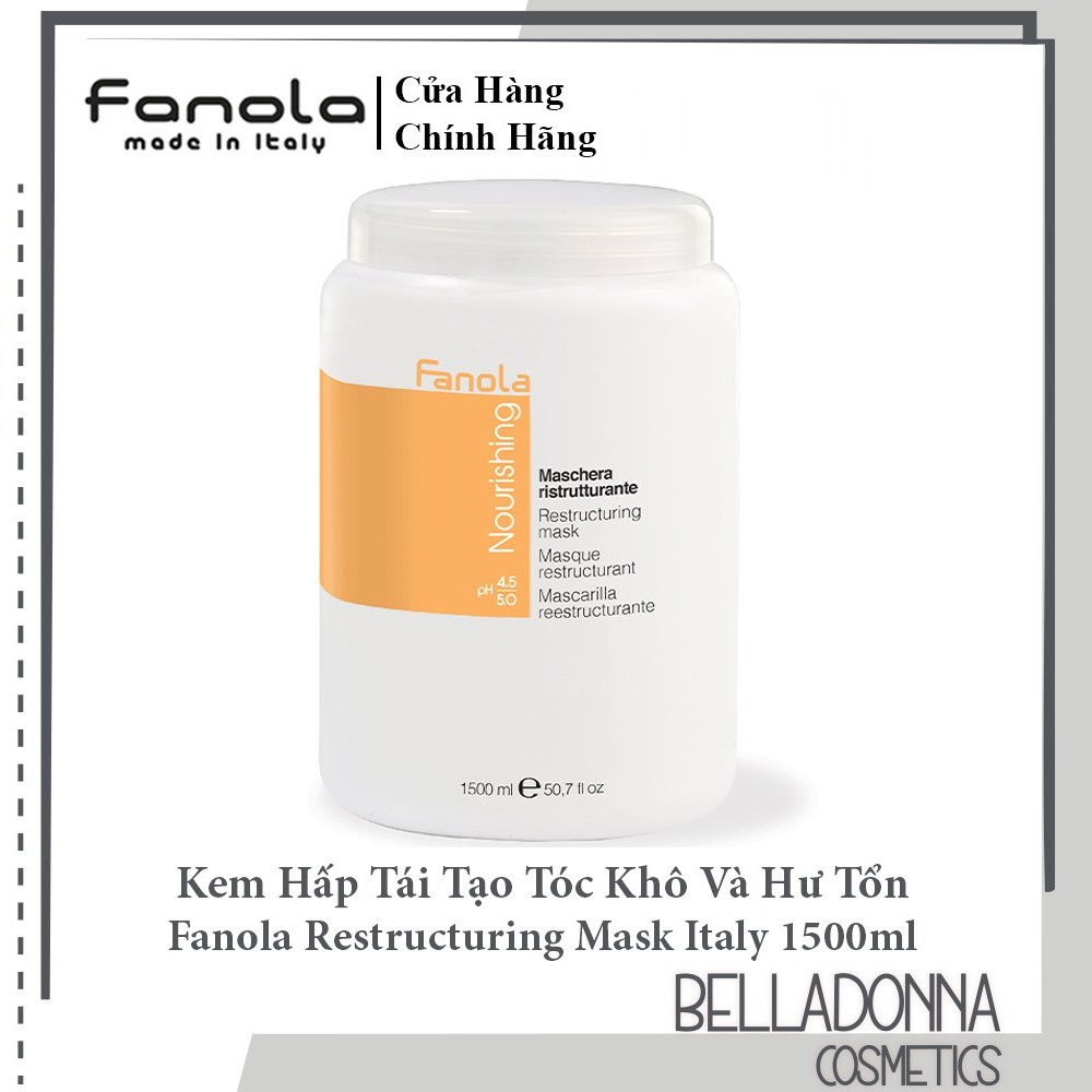 [CHÍNH HÃNG_CÓ TEM] Kem hấp tái tạo tóc hư tổn Fanola Nutri Care 1500ml