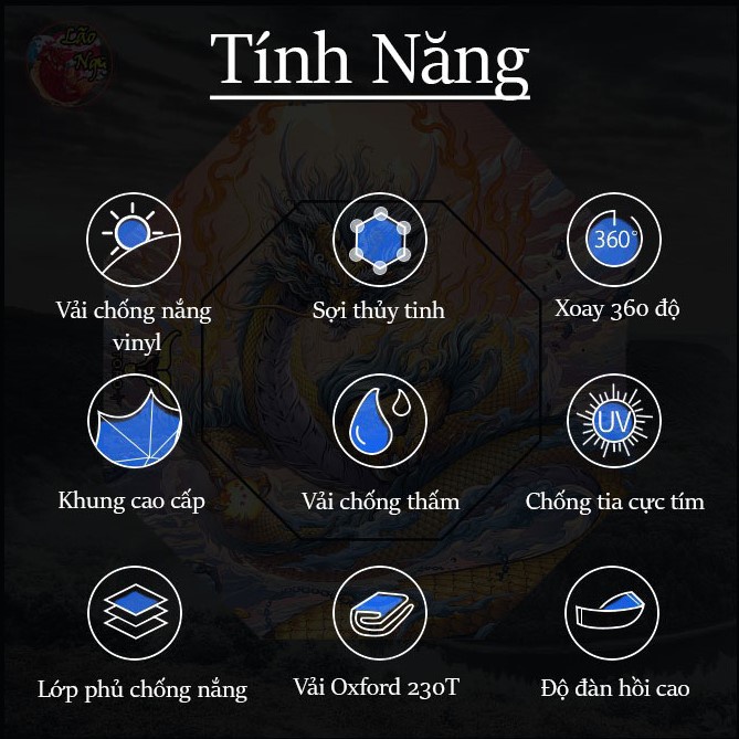 Ô Câu Cá Dù Câu Cá Tứ Linh, Ô 2 Tầng Dùng Che Nắng Che Mưa Tránh Tia UV 2M2/2M4/2M6 Cao Cấp - Lão Ngư Fishing