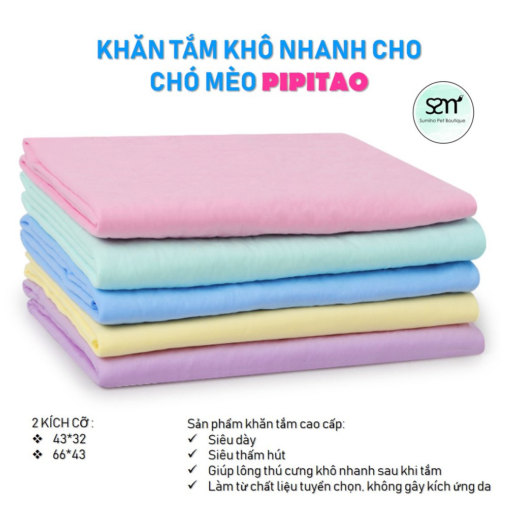 Khăn tắm khô nhanh cho chó mèo (màu ngẫu nhiên) Khăn tắm siêu thấm nước cho thú cưng