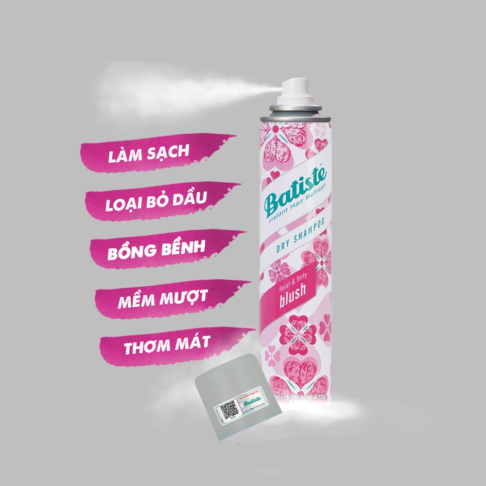 Dầu gội khô Batiste Dry Shampoo 200ml-