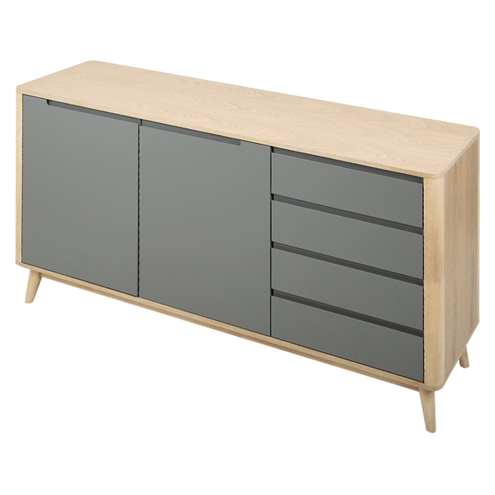 HomeBase FURDINI Tủ gỗ bằng MDF có cửa BRAVE W150xH81xD40cm màu xám