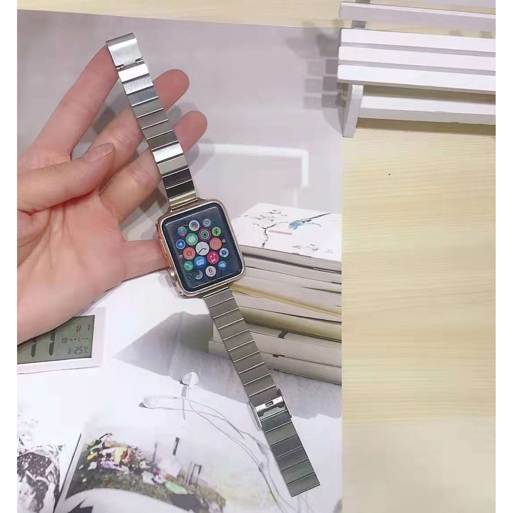 Dây đồng hồ Apple Watch 38mm/ 40mm/ 41mm/ 42mm/ 44mm/ 45mm (chất liệu hợp kim, một hàng mắt) series 1 đến series 7