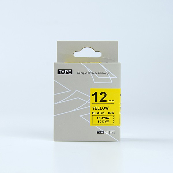 Nhãn in chữ đen nền vàng SC12YW / LC-4YBN (12mm) tương thích máy in nhãn Epson / KingJim Tepra (Yellow) | BigBuy360 - bigbuy360.vn