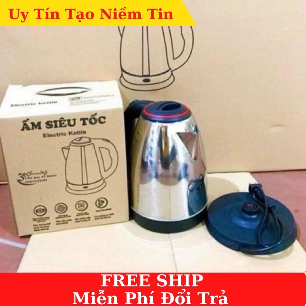 Ấm siêu tốc- siêu đun nước siêu tốc inox 1.8 lít, siêu đun nước nhanh sôi