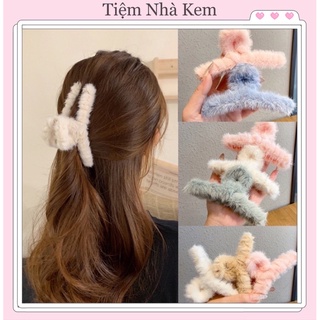 Kẹp Tóc Lông Đẹp Hàn Quốc - Cặp Tóc càng cua Lông Cừu Cao Cấp Đẹp Cho Nữ NKCT01