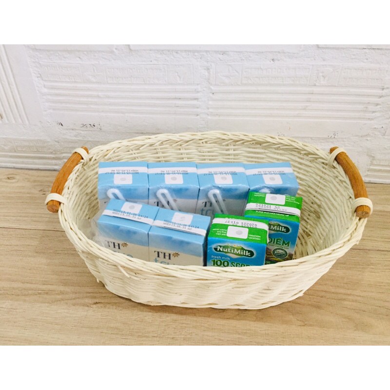 Giỏ mây khay mây hình oval đa năng; Khay mây tre đựng hoa quả, đồ dùng