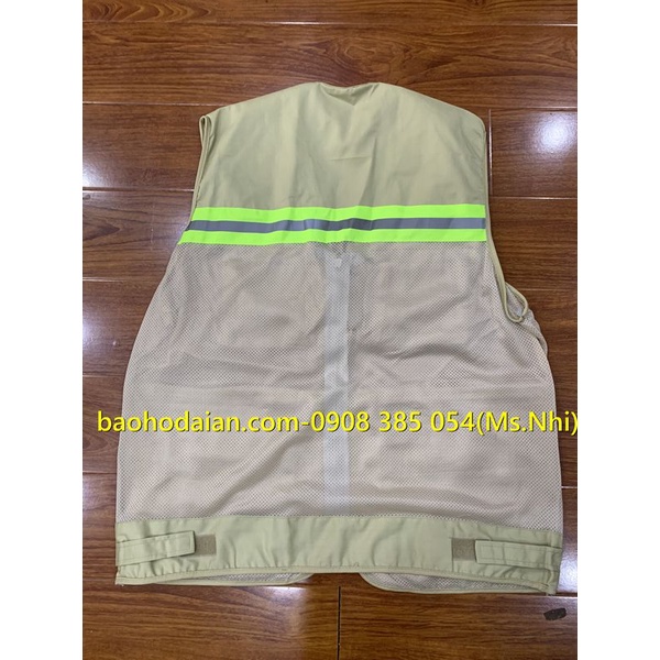 Áo ghile bảo hộ 6 túi màu vàng mơ