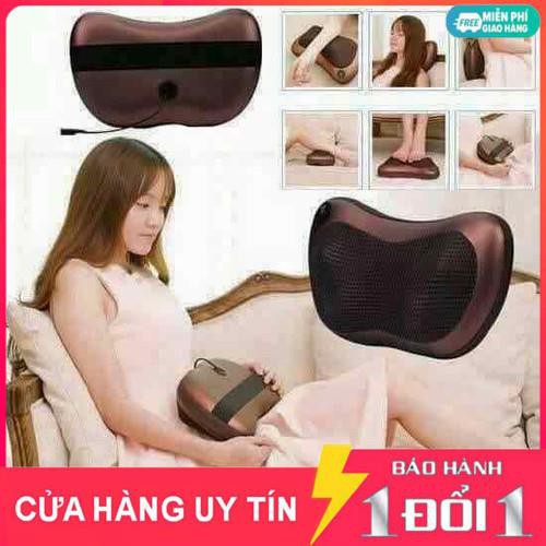 Gối Mát Xa Hồng ngoại 8 bi đa năng Tặng đầu cắm xạc ô tô .