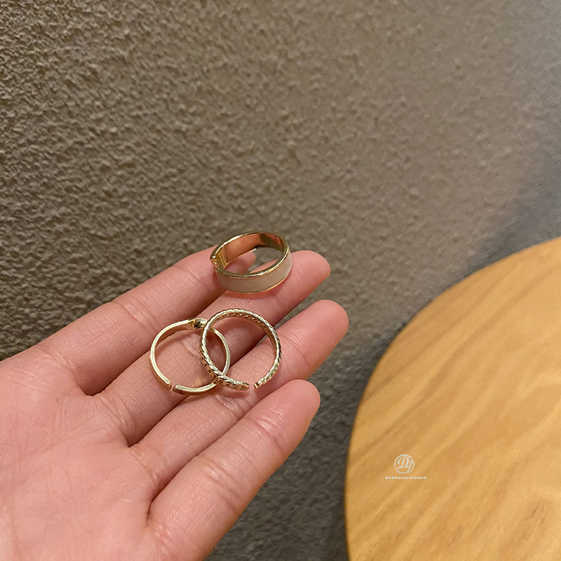Bộ nhẫn hở ba chiếc thời trang đơn giản phong cách Hàn Quốc kiểu hình học