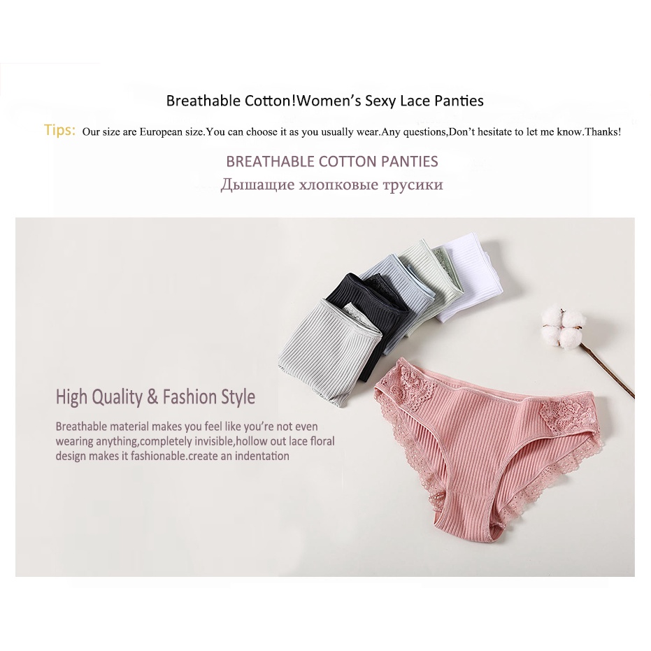 Cute Byte Quần Lót Cotton Phối Ren Hoa Dễ Thương Dành Cho Nữ